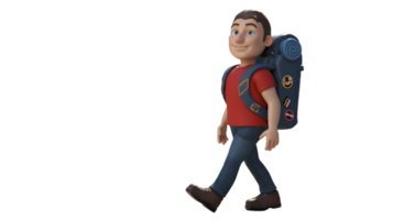A cartoon boy with a backpack walking png