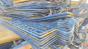 Stack of Blue and Yellow Metal Grids photo