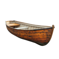 Wooden boat with polished finish and rustic charm isolated on transparent background png