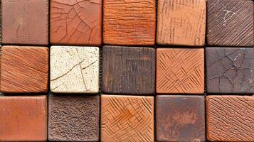 Abstract Earth Tone Square Tile Mosaic Background Texture photo