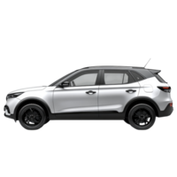 Sleek modern SUV with a silver finish, transparent image png