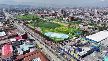 Above view of Third Millennium Metropolitan Park in Bogota District Capital in Colombia . Amazing Scenery. video