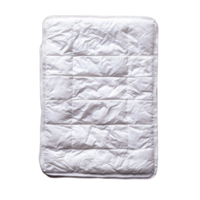 Soft white quilted blanket featuring a smooth texture and even quilt pattern isolated on transparent background cutout png