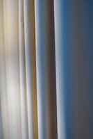 Black out curtains wrinkles dark bedroom interior sleep tight problems insomnia night day photo