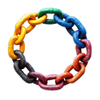 Colorful paper chain links arranged in a circular formation isolated on transparent background png