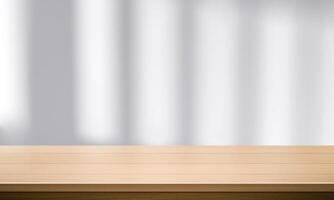 Wood table top and blurred wall shadow leaves window background can used for display or montage your products14 photo
