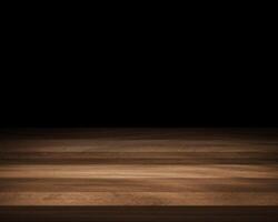 Empty wooden table on dark background Empty Space for display your products photo