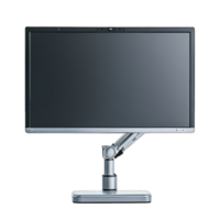 Adjustable computer monitor on a sleek stand isolated on transparent background cutout png