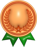 copper brown medal 3d sign, template emblem for icons, certificate element, badge symbol png