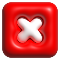 3D wrong icon red, refuse buttons, not and no for media social emoji png