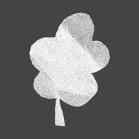Minimal botanical cutout with jagged torn edges. White crumpled paper texture with gritty halftone dots, perfect for stickers and banners. vector