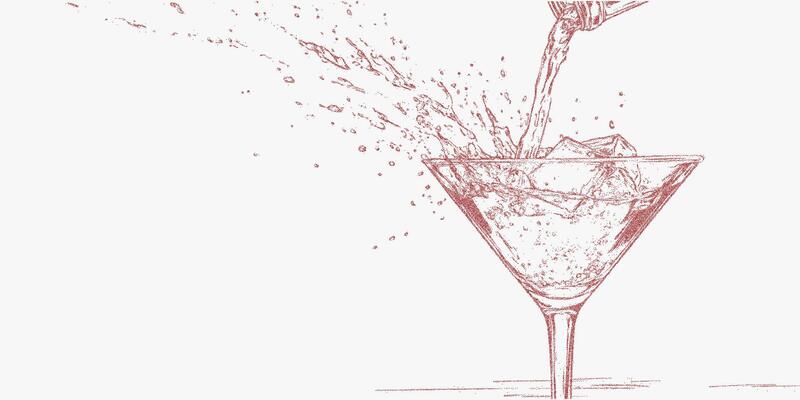 Hand drawn festive aperitivo and Italian style drink with noisy gritty dot halftone effect. Vintage ink sketch and retro pop art stipple for stylish restaurant illustrations.