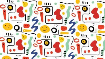 Playful Abstract Faces Graphic Elements Background vector