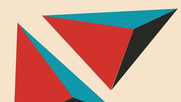 Geometric Red and Teal Triangular Prisms on Beige vector