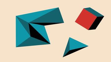 Abstract 3D Geometric Shapes on Soft Beige vector