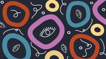 Abstract Eyes and Faces with Colorful Outlines vector
