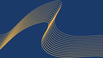 Yellow Flowing Wave Lines On Deep Blue Background vector