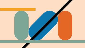 Colorful Rounded Shapes with Diagonal Black Line vector
