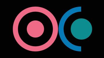 Abstract Dual Circle Design On Black Background vector