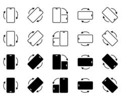 Smartphone rotation device orientation rotate mobile screen icon set flat design vector