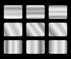 Set of Gradient silver metallic background effect realistic texture metal palette vector
