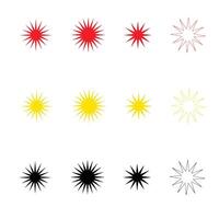 Collection of Twelve Starburst Shapes in Red Yellow and Black vector