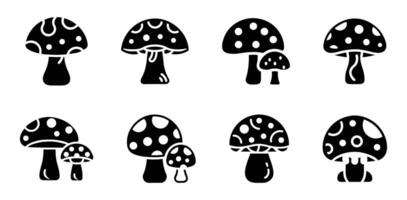 Collection of Eight Different Mushroom Icons vector