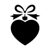 Black Heart Shaped Ornament with Bow Graphic Design Element vector