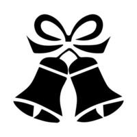 Simple Black and White Illustration of Two Bells Tied Together with a Bow vector