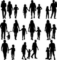 Set silhouette happy family on a white background vector