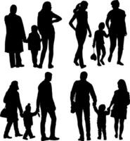 The Silhouette Group of People Standing on White Background vector