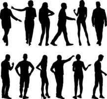 Silhouette Group People Standing on White Background vector