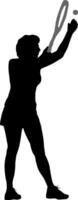 The silhouette of female badminton player on white background vector
