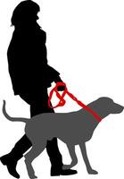 Silhouette white background of a people with a dog for a walk vector