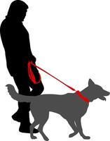 The Silhouette on white background of a people with a dog for a walk vector