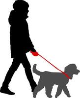 Silhouette on a white background of a people with a dog for walk vector