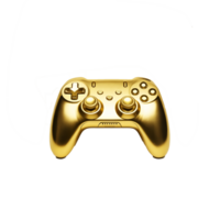 Luxurious golden game controller on white surface symbolizing gaming and high-end technology png
