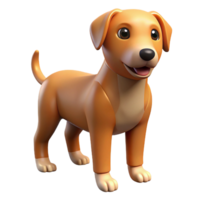 Friendly cartoon dog in 3d rendering posed with a happy expression and smiling png