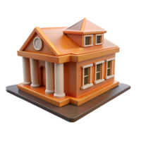 3d rendered illustration of a classic building structure in a warm orange color png