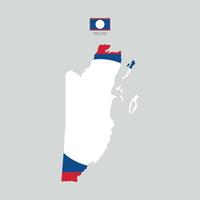 Flat Belize outline map. With national flag. Belize map isolated on white background illustration map vector