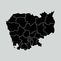 Cambodia map with regions isolated on white background. Map of Cambodia illustration vector