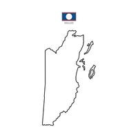 Belize outline map. Belize map isolated on white background. Illustration with national flag. vector