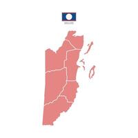 Colored silhouette red Belize map. Flat map Belize. Part Central America map. Illustration with national flag. vector