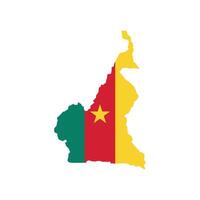 Flat Cameroon outline map with national flag. Cameroon map isolated on white background illustration map vector