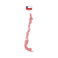 Colored silhouette red Chile map. Flat map Chile. Illustration with national flag. vector