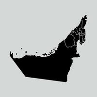 UAE map with regions isolated on white background. Map of UAE illustration vector