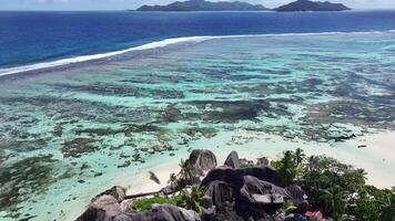 Outside Anse Source d Argent at La Digue Island in Victoria Seychelles.. Awesome Scene. video