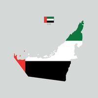 Flat UAE outline map. With national flag. UAE map isolated on white background illustration map vector