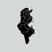 Tunisia map with regions isolated on white background. Map of tunis illustrationia vector