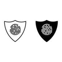 Fingerprint lock security shield emblem logo template. Modern design symbolizing secure access, protection, and authentication. vector